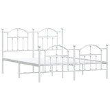 Metal Bed Frame without Mattress with Footboard White 140x190cm 353506