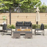 Garden Sofa Set 6 pcs Grey and dark grey Poly Rattan 4104702