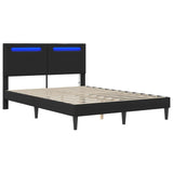 Bed Frame with LED Strip Lights Black 135 x 190 cm Faux Leather 42028039