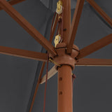 Garden Parasol with Wooden Pole Black 299x240 cm 363173