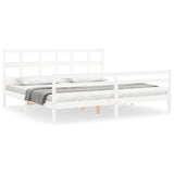 Bed Frame without Mattress White 200x200 cm Solid Wood 3194852