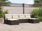 Sofa Set with Cushion Manual 6 pcs Brown and Cream Poly Rattan 3359217