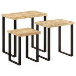 Nesting Tables 3 pcs with Live Edge Solid Wood Mango 372762