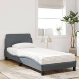 Bed with Mattress "Dover" Dark Grey Single Velvet 3208488