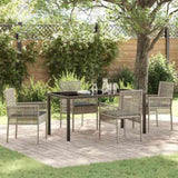 Garden Dining Set with Cushion 5 pcs Light Grey Poly Rattan 3379901