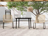 Dining Set Oak and Black PE rattan Medium Stackable Dining Set 3099173