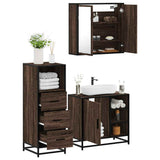 3 Piece Bathroom Furniture Set Brown Oak Engineered Wood 3301029
