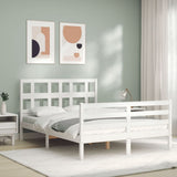 Bed Frame without Mattress White Small Double Solid Wood 3194802