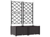 Garden Planter 2 pcs Brown 80 x 40 x 143 cm PP 42002815