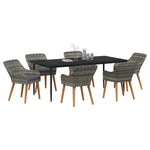 Garden Dining Set with Cushion 7 pcs Grey Poly Rattan 3261682