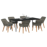 Garden Dining Set with Cushion 7 pcs Grey Poly Rattan 3261682