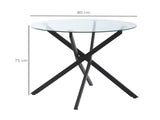 Dining Table with Clear Tempered Glass Top, Round Table with Metal Legs, Modern Kitchen Table for T3398P329932