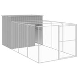 Dog House with Run Light Grey 214x457x181 cm Galvanised Steel 3189126