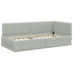 Corner Bed Frame with Headboard Light grey 90 x 200 cm Velvet 42016266