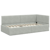Corner Bed Frame with Headboard Light grey 100 x 200 cm Velvet 42016276