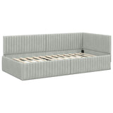 Corner Bed Frame Light Grey 100 cm x 200 cm Velvet 42016276