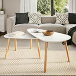 ZNTS Coffee Table Set 2 Pieces Solid Pinewood White 244731