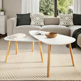 ZNTS Coffee Table Set 2 Pieces Solid Pinewood White 244731