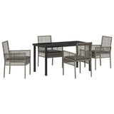 Garden Dining Set with Cushion 5 pcs Grey Poly rattan 3379879