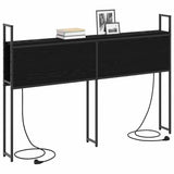 Storage Headboard with Charging Station Black oak 150 cm 859810