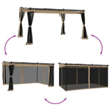 Gazebo with Mesh Walls Taupe 4x3 m Steel 4003913