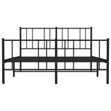 Metal Bed Frame without Mattress with Footboard Black 140x200cm 352499