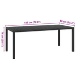 Garden Table Black 185x90x74 cm Aluminium and WPC 42792