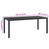 Garden Table Black 185x90x74 cm Aluminium and WPC 42792