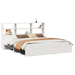 Bookcase Bed without Mattress White 180x200cm Super King Solid Wood Pine 3322400