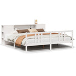 ZNTS Bookcase Bed without Mattress White 200x200cm Solid Wood Pine 3322290