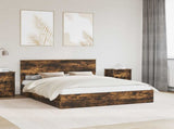 Storage Bed with Drawer Smoked Oak 160 x 200 cm Engineered Wood 3410781
