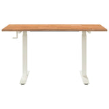 Desk White and Light Brown 140 x 60 cm Solid Oak Wood 3426548