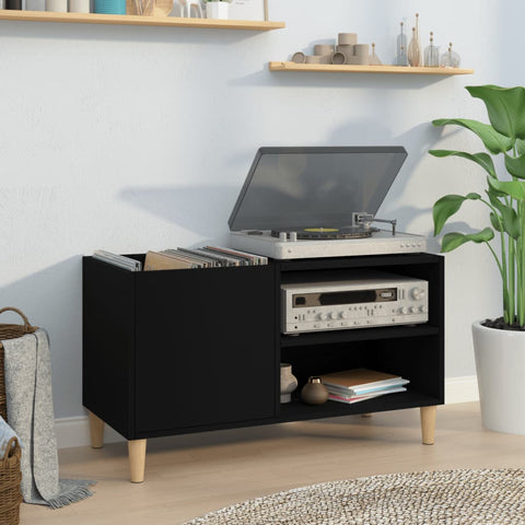 ZNTS Record Cabinet Black 84.5x38x48 cm Engineered Wood 831942