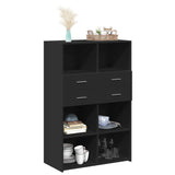 Highboard Black Engineered wood 124 cm tall, 80 cm wide Highboard 3281386