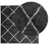 ZNTS Shaggy Rug PAMPLONA High Pile Modern Black and Cream 200x200 cm 375414