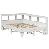 Bookcase Bed without Mattress White 135x190cm Double Solid Wood Pine 3324554