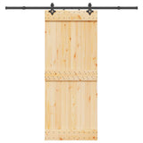 Sliding Door with Hardware Set 85x210 cm Solid Wood Pine 3332684