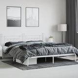 Bed Frame White Steel Double Bed Frame Rectangular Industrial 353593