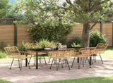 Garden Dining Set 7 pcs Brown Powder-Coated Steel 3379182