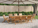 9-Piece Garden Dining Set Natural Solid Acacia Wood 3434586