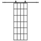 Sliding Door with Hardware Set Black 76x205 cm ESG Glass 3375853