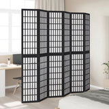 Room Divider 6 Panels Black Solid Wood Paulownia 358780
