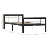Bed Frame Black and White Metal 90 x 200 cm Bed Frame 284550