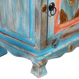 ZNTS Nightstand Solid Mango Wood Blue 243970