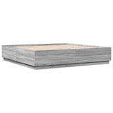 Bed Frame with LED without Mattress Grey Sonoma 200x200 cm 3209588