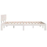 Bed Frame without Mattress White Solid Wood Pine 140x200cm 810496