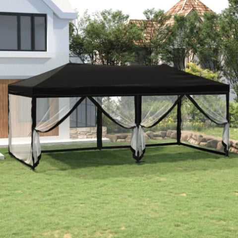 ZNTS Folding Party Tent with Sidewalls Black 3x6 m 93553