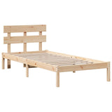 Bed Frame with Headboard Brown 75 x 190 cm Solid Pine wood 872146