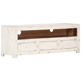 TV Cabinet Solid Wood Acacia 110x30x40 cm White 337849