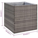 Garden Planter Grey 80x80x80 cm Poly Rattan 319177